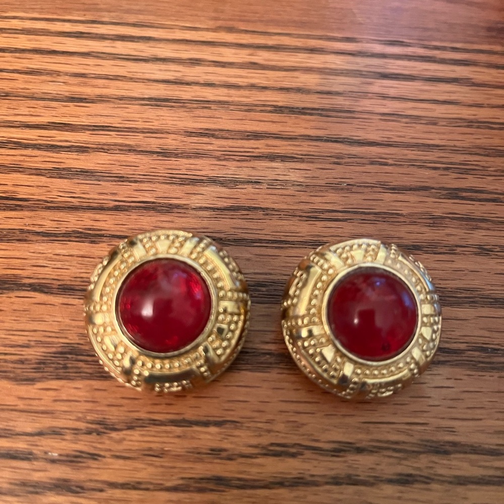 Christian Dior Vintage Rare Gripoix Cabochon Earrings